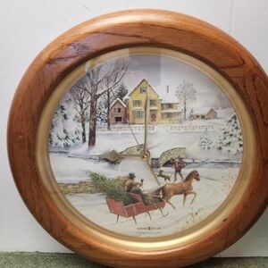 Howard Miller Wooden Wall Clock with Winter Scene